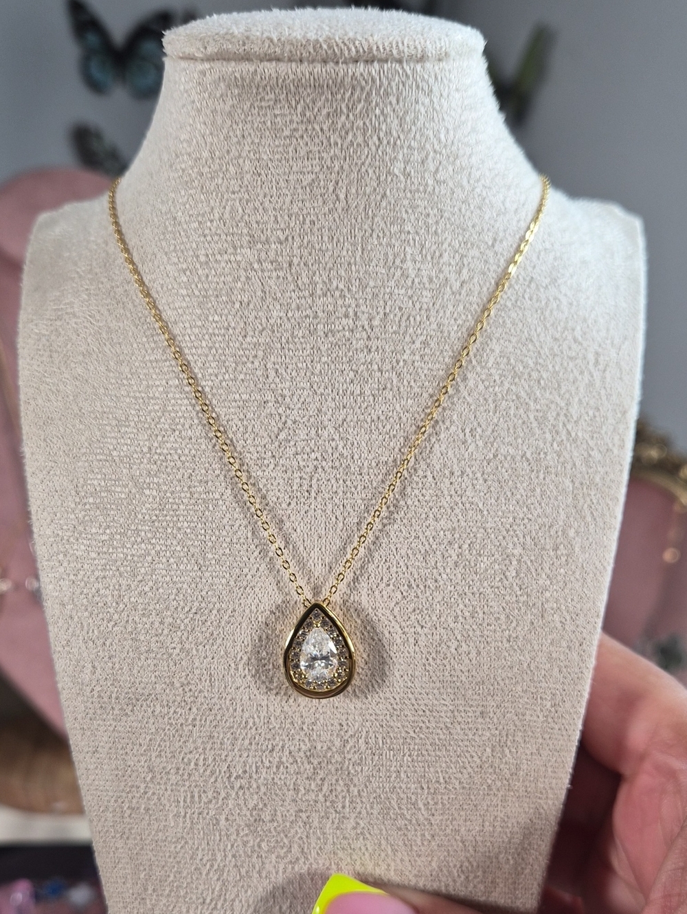 925 Moissanite Teardrop Necklace 2ct
